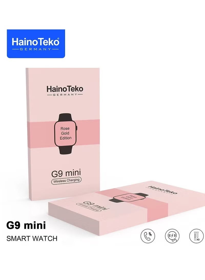 Haino Teko G9 Mini Smart Watch for Women with 3 Interchangeable Straps & Free Bracelet, Touch Screen Fitness Smartwatch, Stylish Compact Design, Rose Gold Edition - Image 4